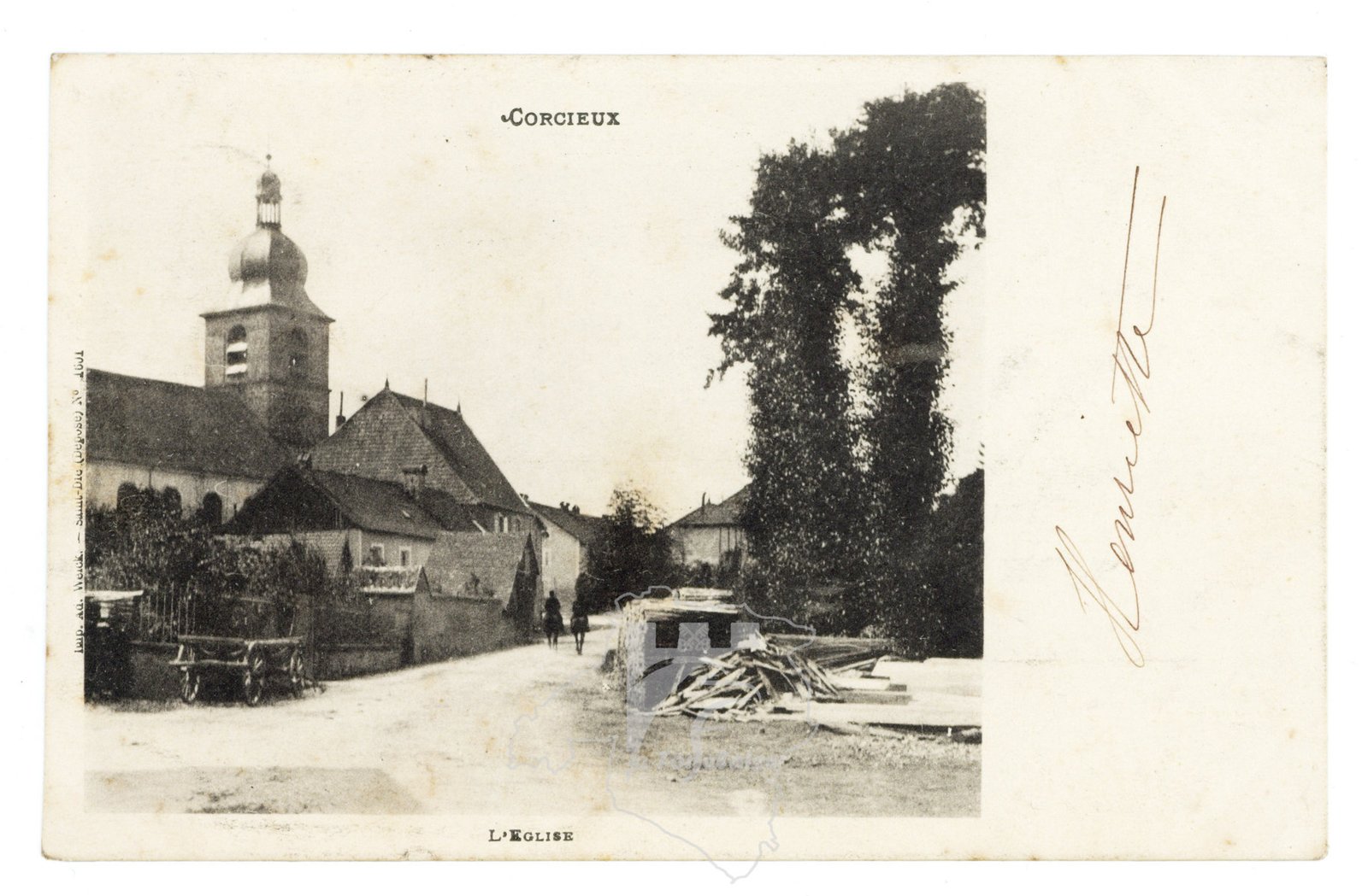 L’église et la scierie Baradel, actuelle rue de la Gare