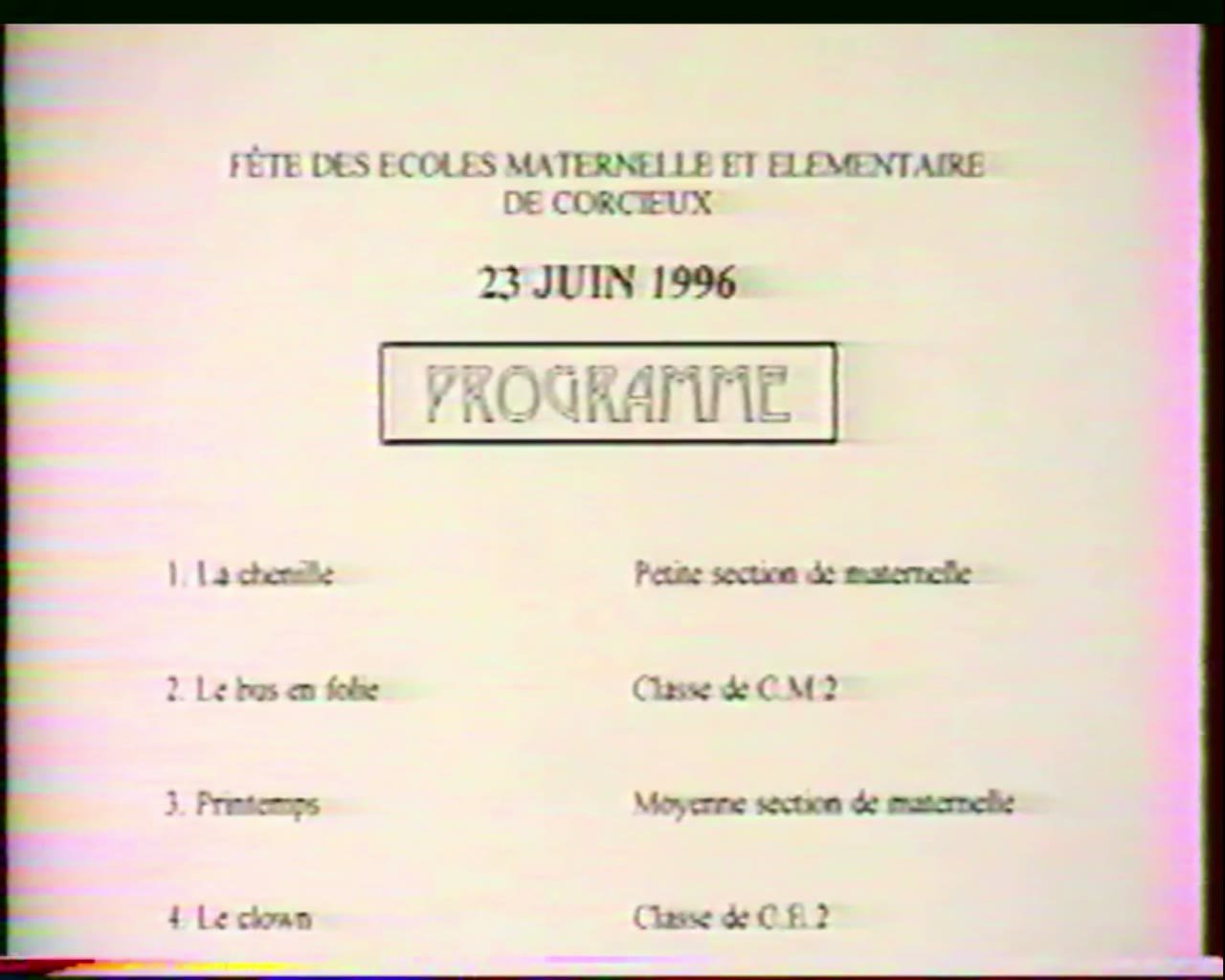 Fête des écoles maternelle et élémentaire de Corcieux – 23 juin 1996